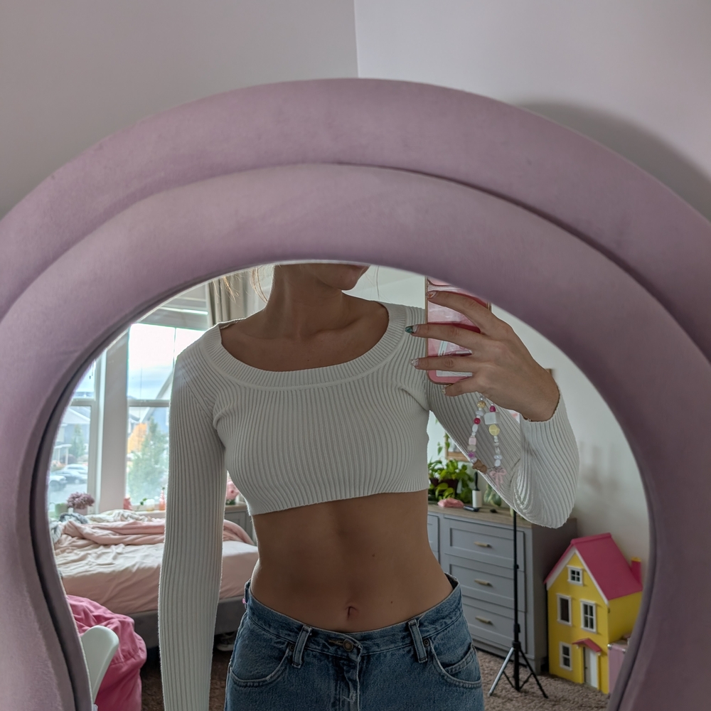 White Ribbed Crop Top